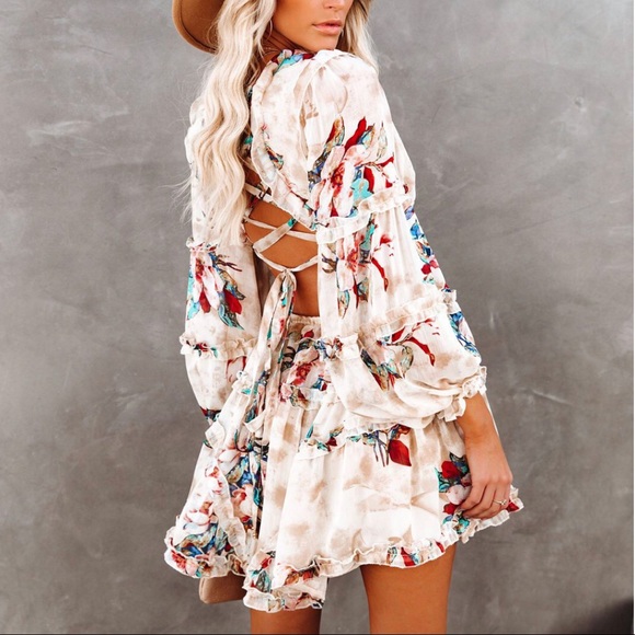 COPY - NWT Zida Floral Ruffle Tiered Cutout Dress… - Picture 5 of 9